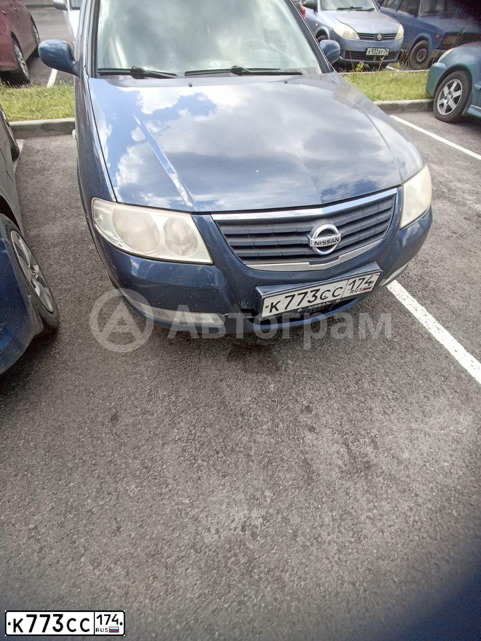 Фото автомобиля NISSAN ALMERA, 2007 — госномер В886ВС74. Цвет: СИНИЙ