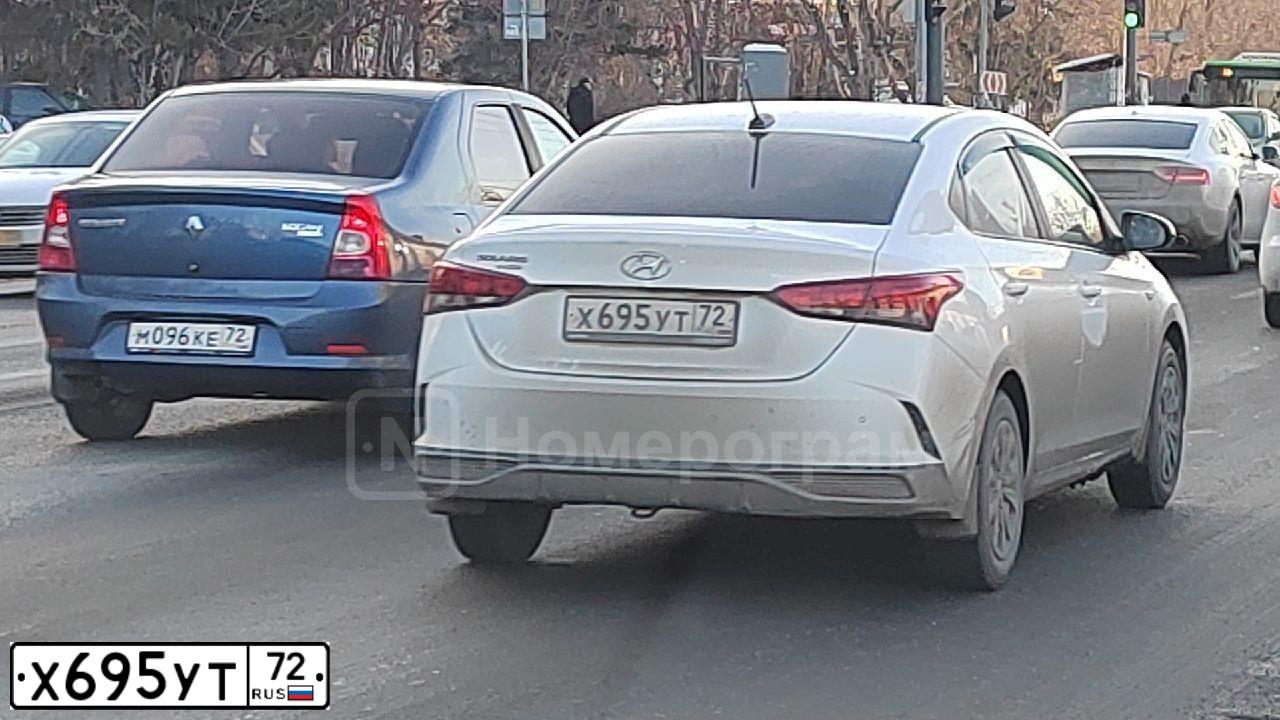 Фото автомобиля HYUNDAI SOLARIS, 2020 — госномер Х695УТ72. Цвет: Белый