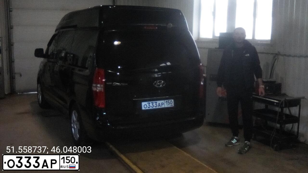 Фото автомобиля HYUNDAI ХЕНДЭ ГРАНД СТАРЕКС, 2011 — госномер О333АР150. Цвет: ЧЕРНЫЙ