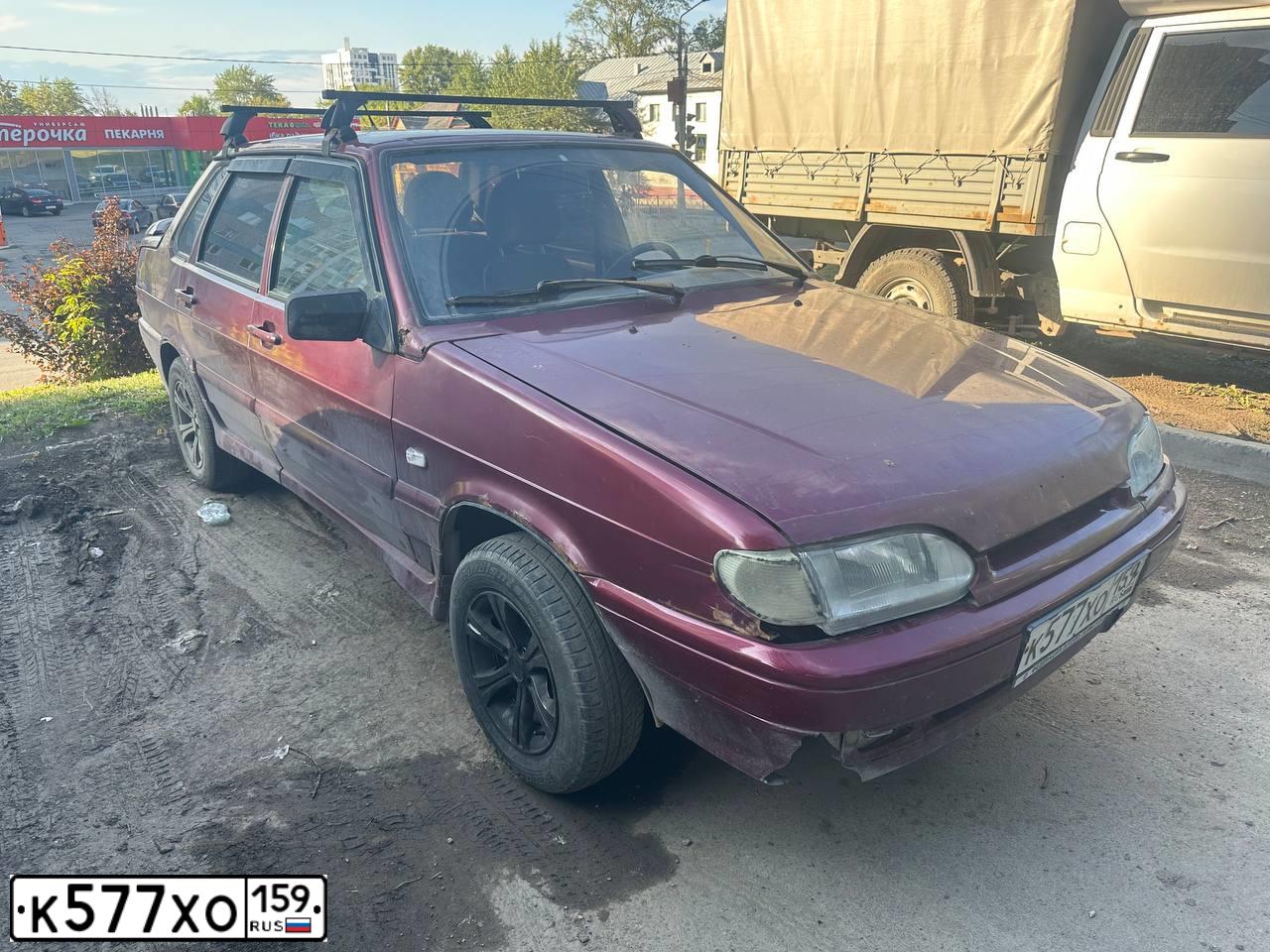 Фото автомобиля LADA 2115 SAMARA, 2005 — госномер К577ХО159. Цвет: ТЕМНО-МАЛИНОВЫЙ
