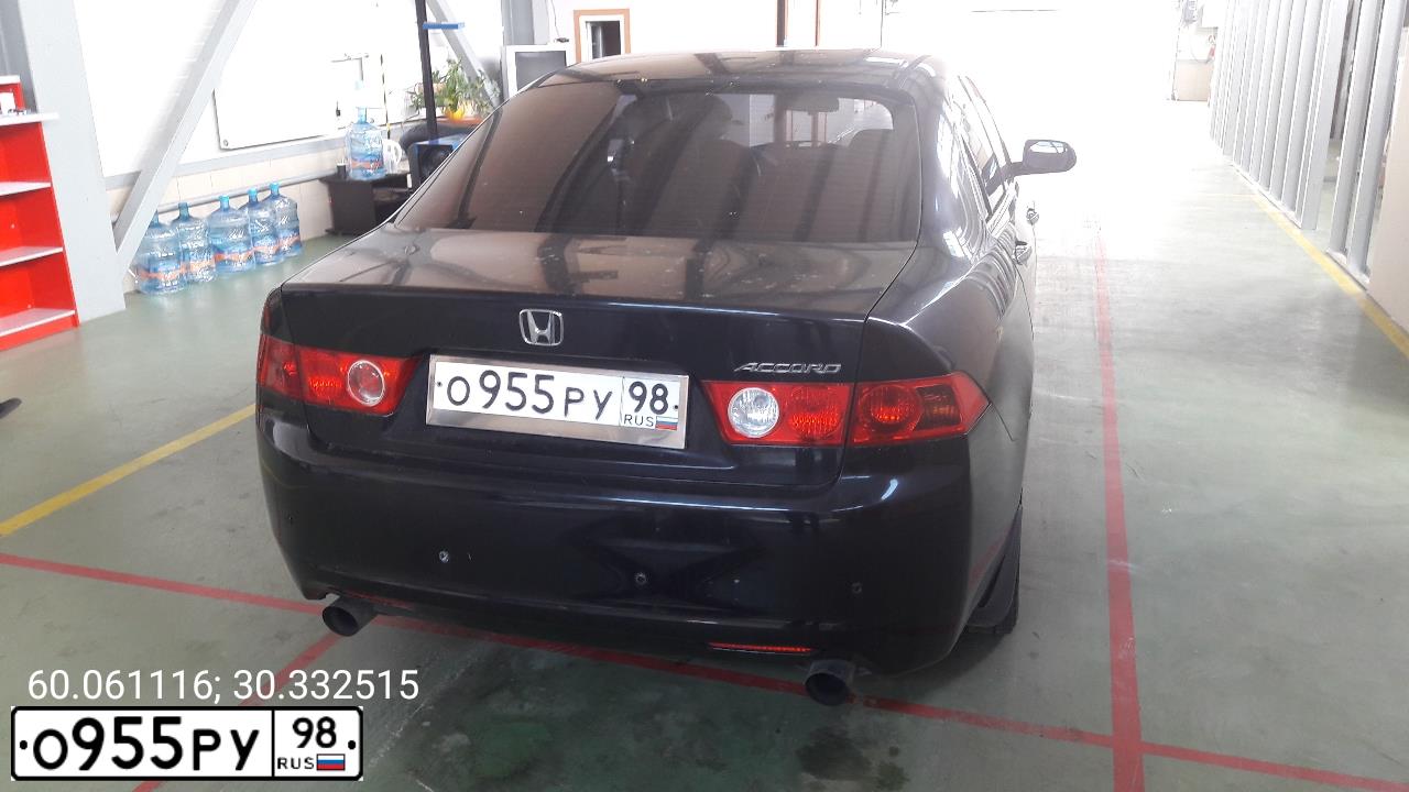 Фото автомобиля HONDA ACCORD, 2005 — госномер О955РУ98. Цвет: ЧЕРНЫЙ