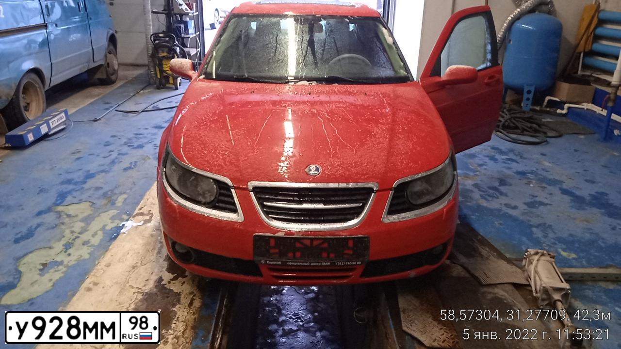 Фото автомобиля SAAB 9-5, 2008 — госномер К768АО53. Цвет: Красный