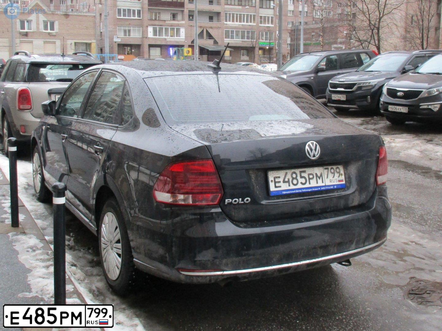 Фото автомобиля VOLKSWAGEN POLO, 2019 — госномер К595АТ250. Цвет: ЧЕРНЫЙ