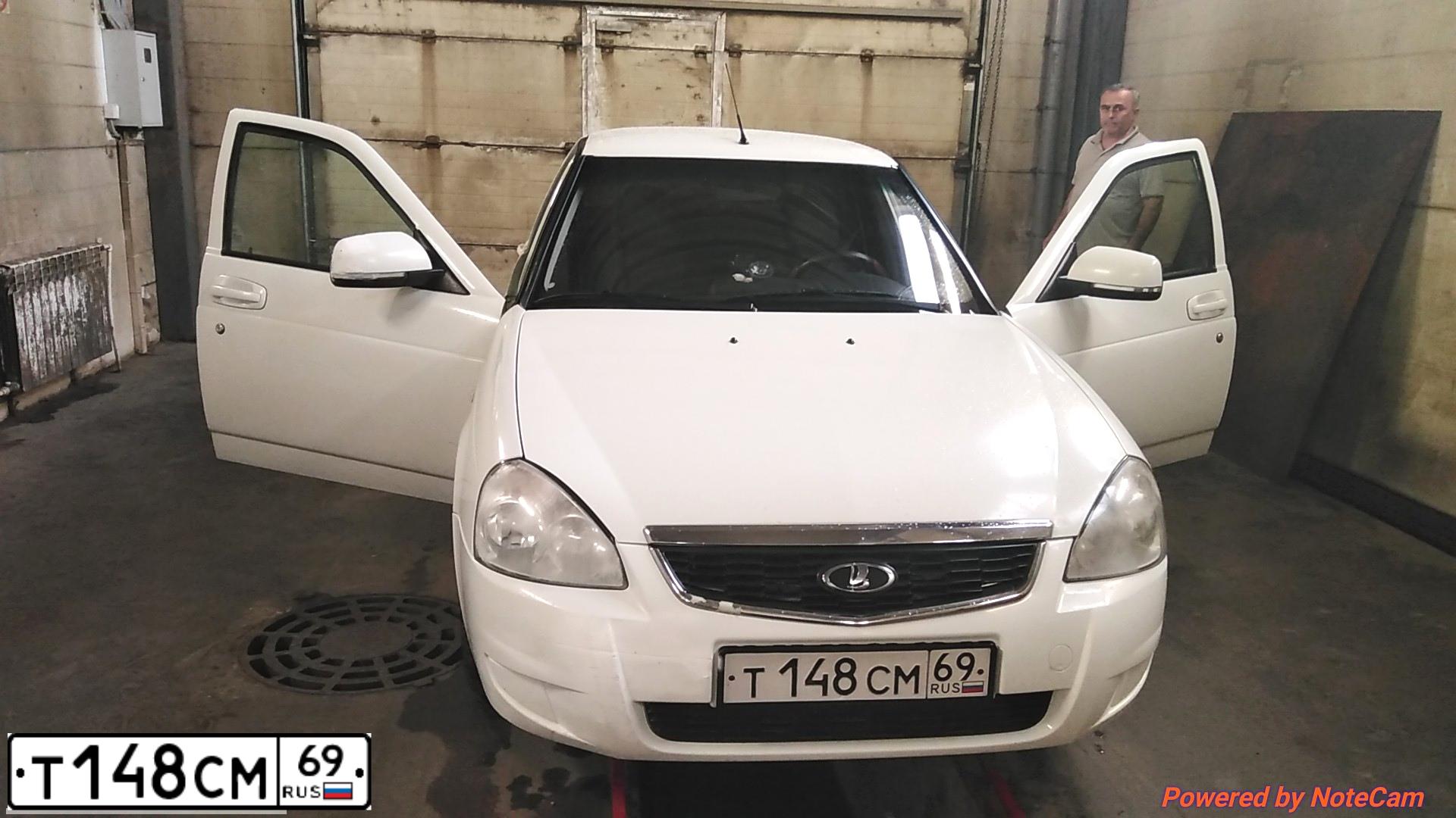 Фото автомобиля LADA 2170 PRIORA, 2018 — госномер Т148СМ69. Цвет: БЕЛЫЙ