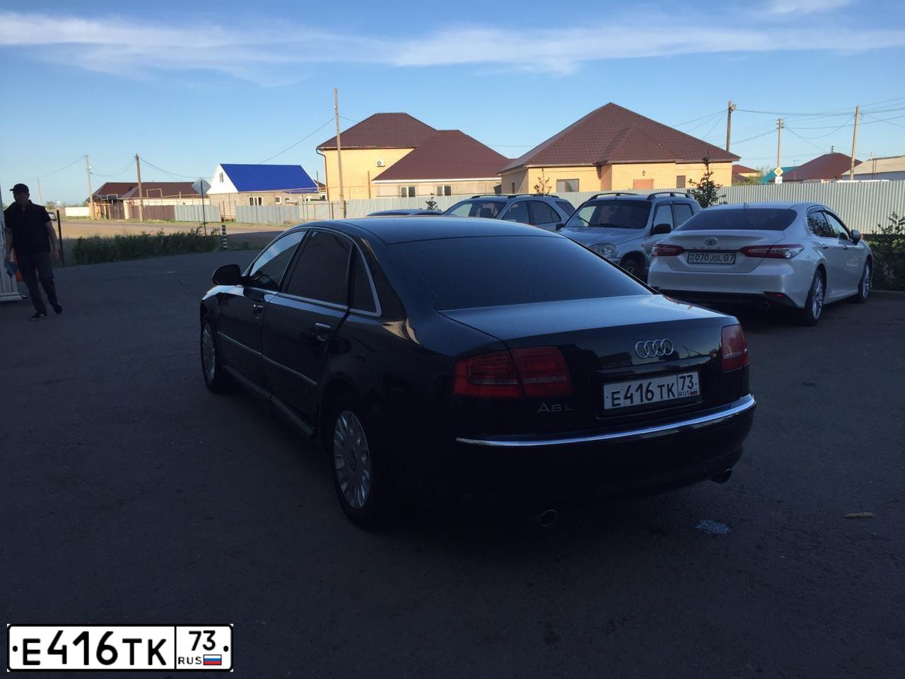 Фото автомобиля AUDI A8, 2008 — госномер Т416ТК73. Цвет: ЧЕРНЫЙ