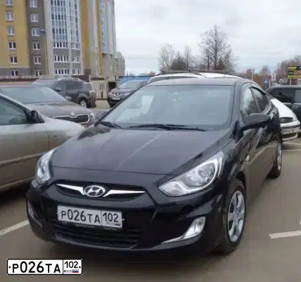 Фото автомобиля HYUNDAI SOLARIS, 2014 — госномер Р026ТА102. Цвет: ЧЕРНЫЙ