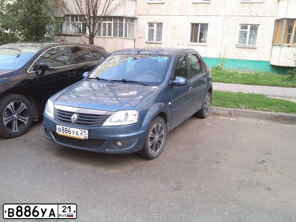 Фото автомобиля RENAULT LOGAN, 2010 — госномер М416РВ12. Цвет: синий