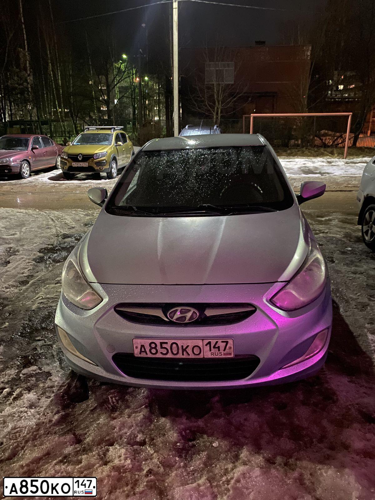 Фото автомобиля HYUNDAI SOLARIS, 2012 — госномер А850КО147. Цвет: СЕРО-ГОЛУБОЙ