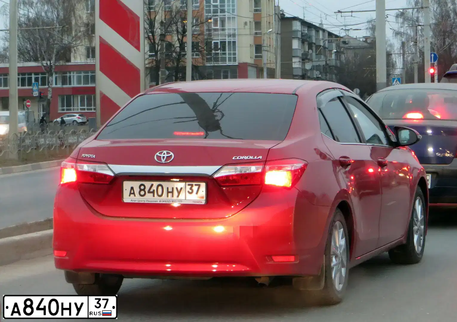 Фото автомобиля TOYOTA COROLLA, 2014 — госномер А840НУ37. Цвет: КРАСНЫЙ