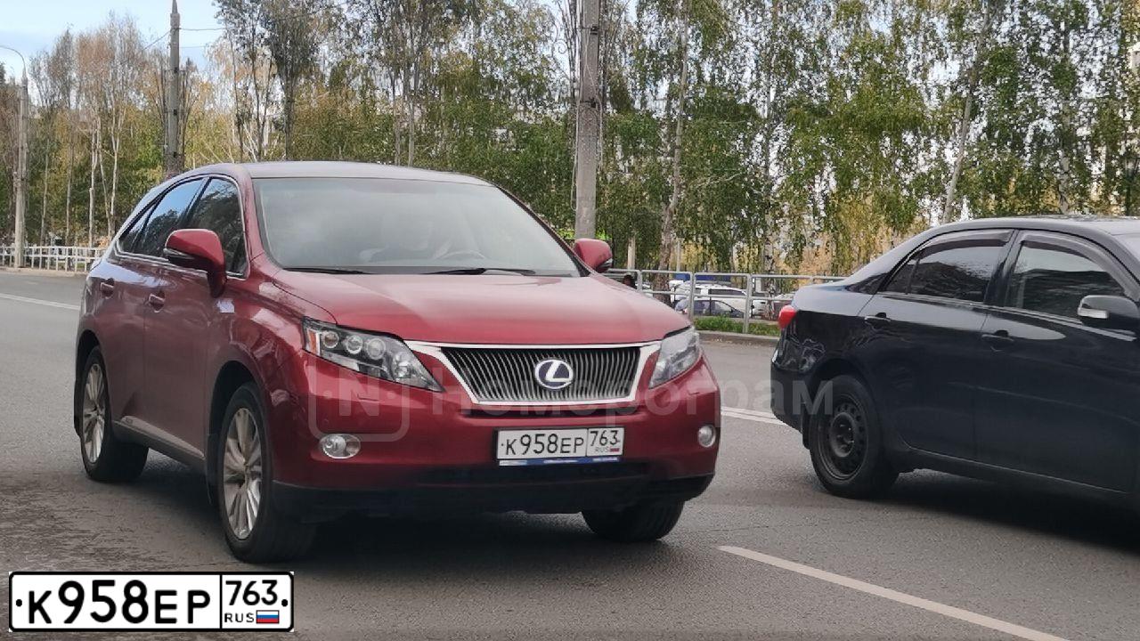 Фото автомобиля LEXUS RX, 2010 — госномер К958ЕР763. Цвет: КРАСНЫЙ