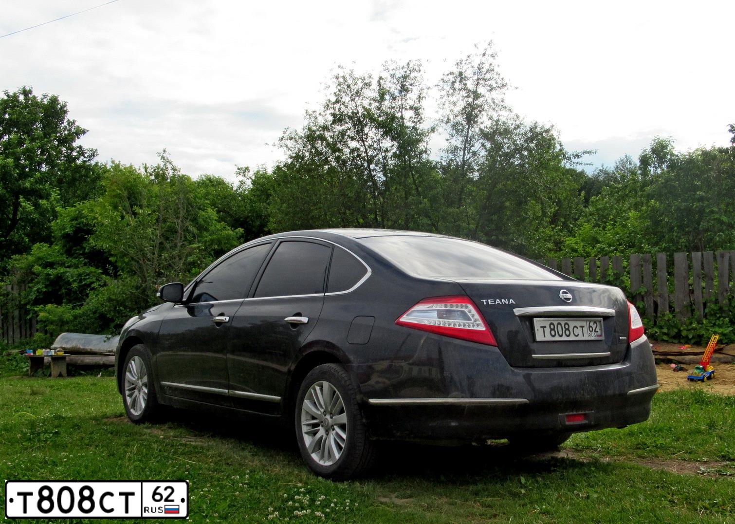 Фото автомобиля NISSAN TEANA, 2012 — госномер Т808СТ62. Цвет: ЧЕРНЫЙ
