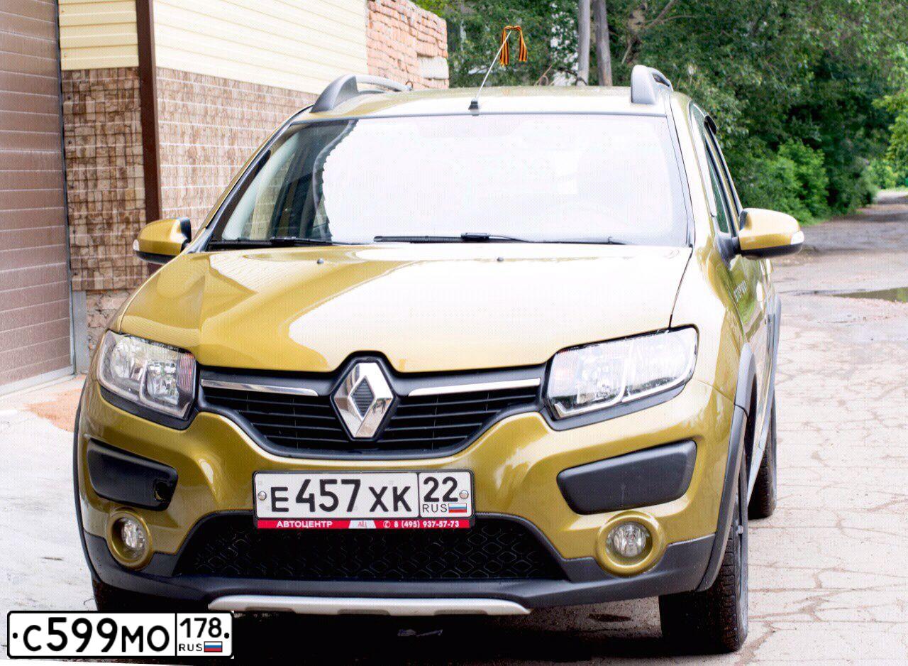 Фото автомобиля RENAULT SANDERO, 2015. Цвет: ЗОЛОТИСТО-ЗЕЛЕНЫЙ