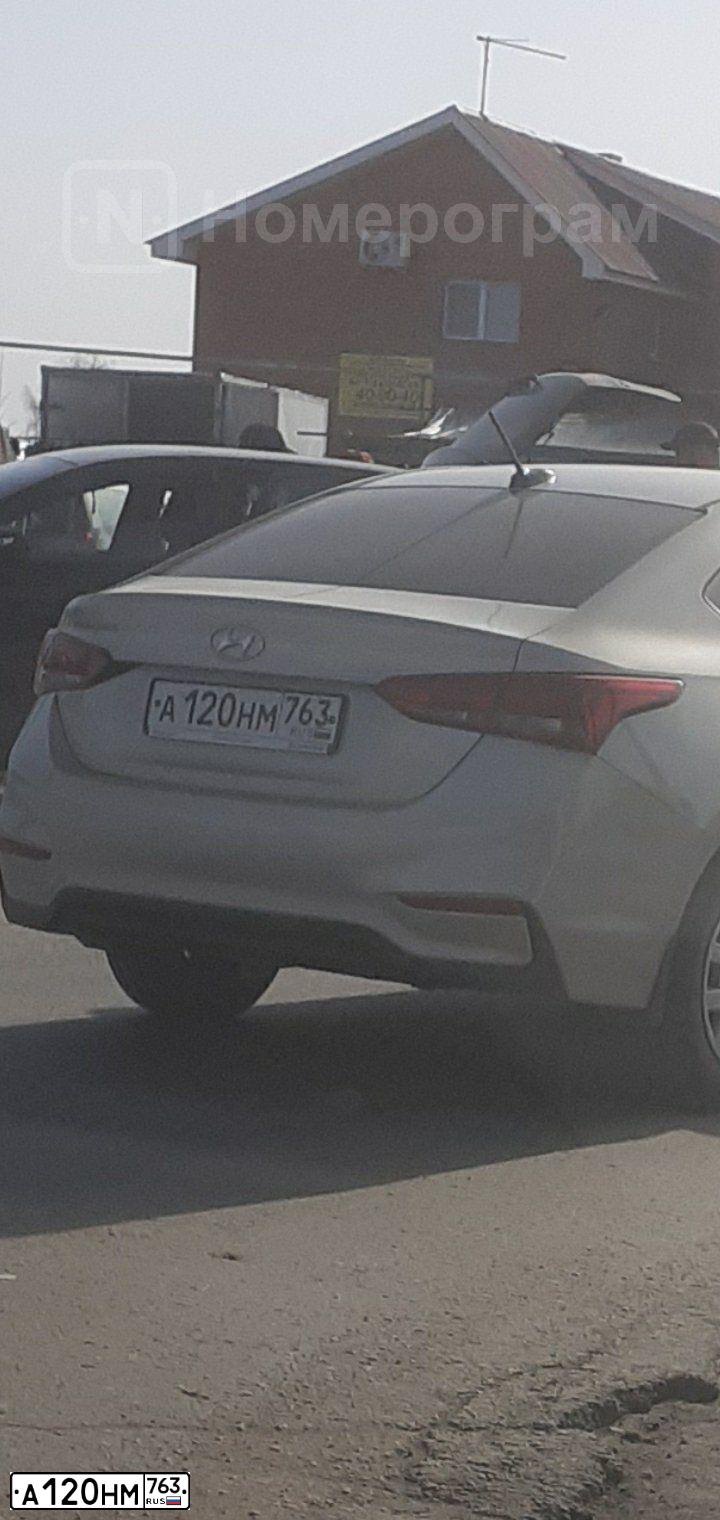 Фото автомобиля HYUNDAI SOLARIS, 2018 — госномер А120НМ763. Цвет: БЕЖЕВЫЙ