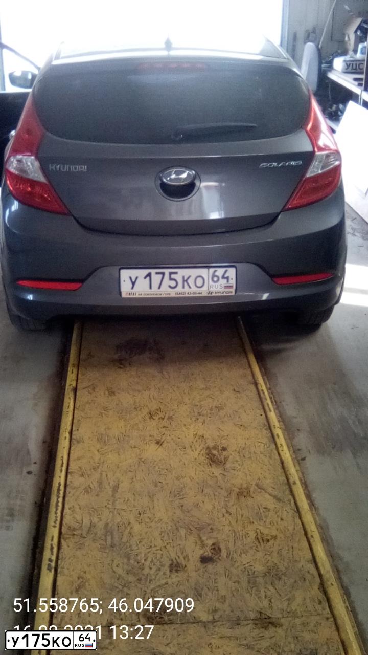 Фото автомобиля HYUNDAI SOLARIS, 2015 — госномер У175КО64. Цвет: ТЕМНО СЕРЫЙ