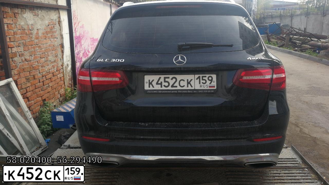 Фото автомобиля MERCEDES GLC-KLASSE, 2017 — госномер К452СК159. Цвет: ЧЕРНЫЙ