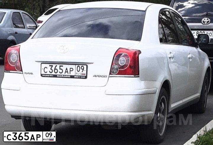 Фото автомобиля TOYOTA AVENSIS, 2008 — госномер С365АР09. Цвет: БЕЛЫЙ