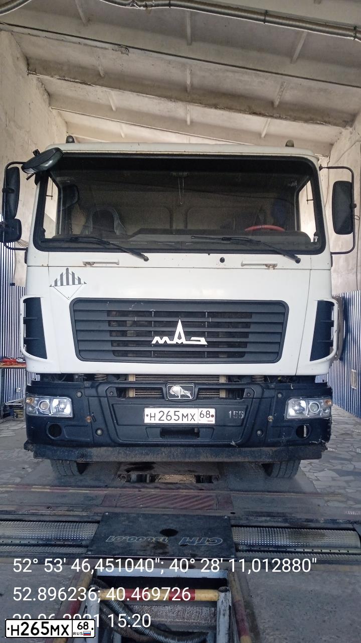 Фото автомобиля MAZ MAN MAZ-MAN 6312 /6X4/, 2013 — госномер Н265МХ68. Цвет: Белый