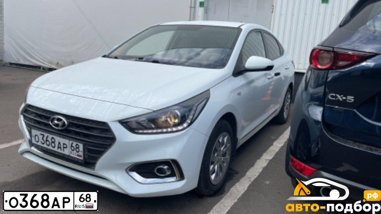Фото автомобиля HYUNDAI SOLARIS, 2017 — госномер О368АР68. Цвет: Белый