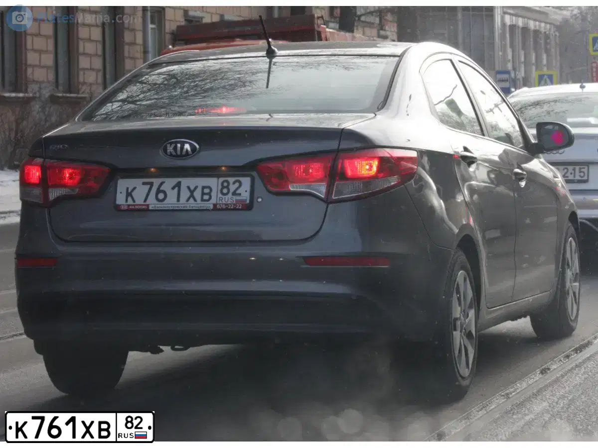 Фото автомобиля KIA RIO, 2016 — госномер К761ХВ82. Цвет: ТЕМНО-СЕРЫЙ