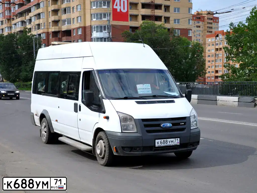 Фото автомобиля FORD TRANSIT, 2007 — госномер К688УМ71. Цвет: БЕЛЫЙ