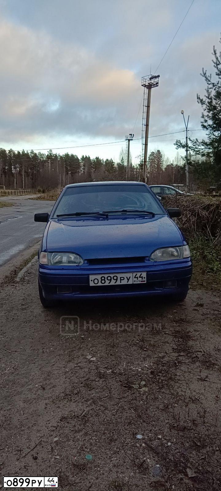 Фото автомобиля LADA 2115 SAMARA, 2004 — госномер О899РУ44. Цвет: СЕРЕБРИСТЫЙ ЯРКО-СИНИЙ