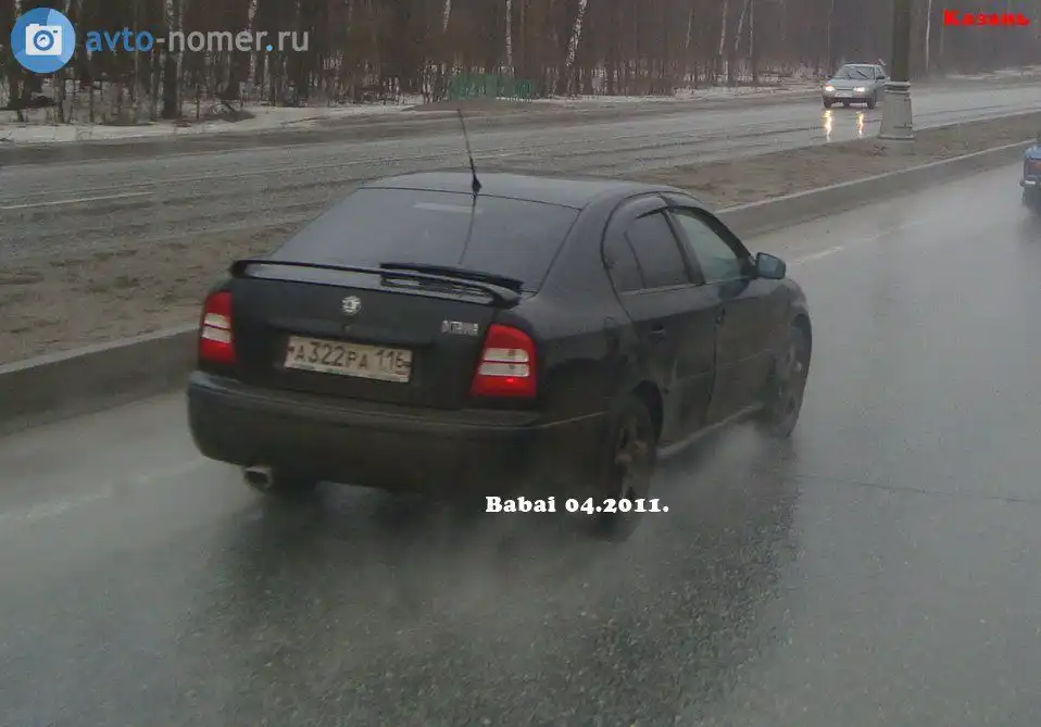 Фото автомобиля SKODA OCTAVIA, 2007 — госномер А322РА116. Цвет: ЧЕРНЫЙ