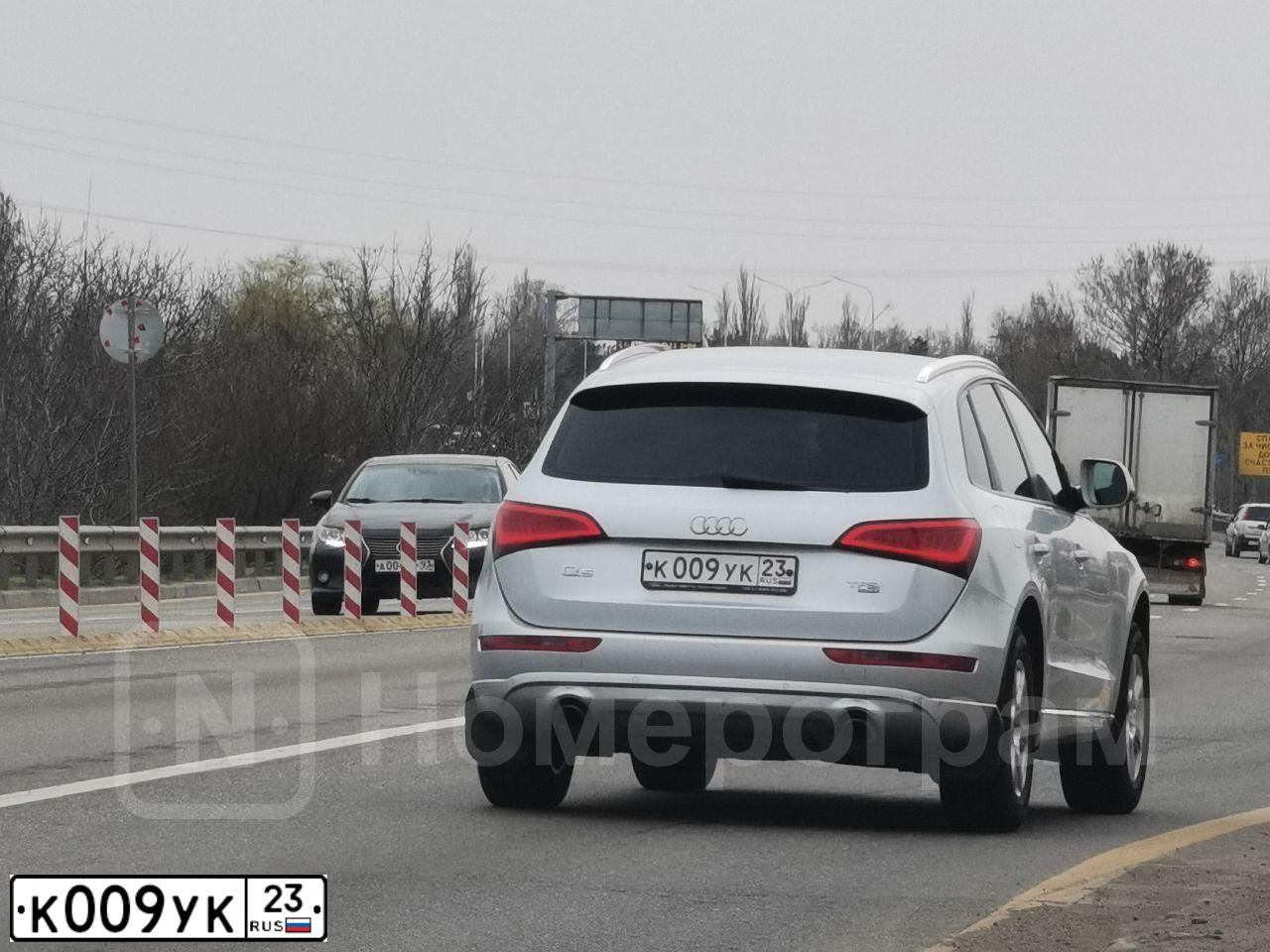 Фото автомобиля AUDI Q5, 2013 — госномер К009УК23. Цвет: СЕРЕБРИСТЫЙ