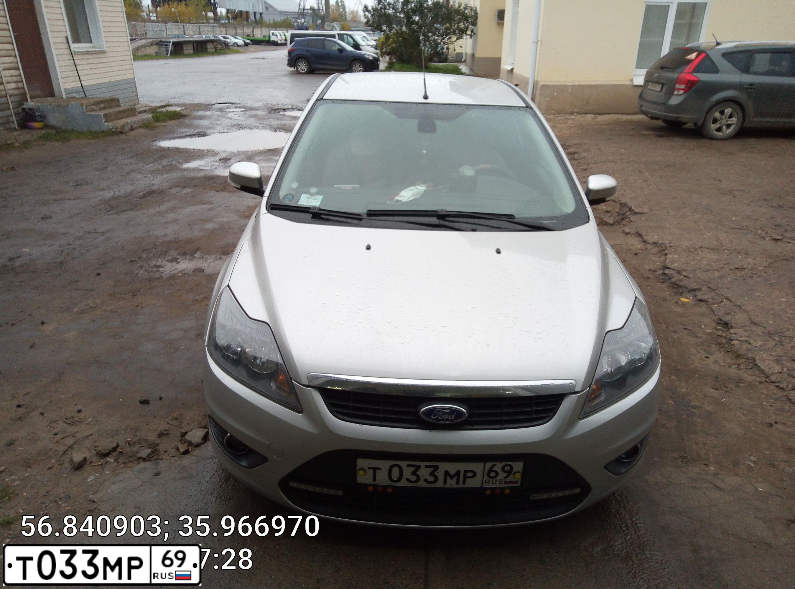 Фото автомобиля FORD FOCUS, 2008 — госномер Т033МР69. Цвет: СЕРЕБРИСТЫЙ