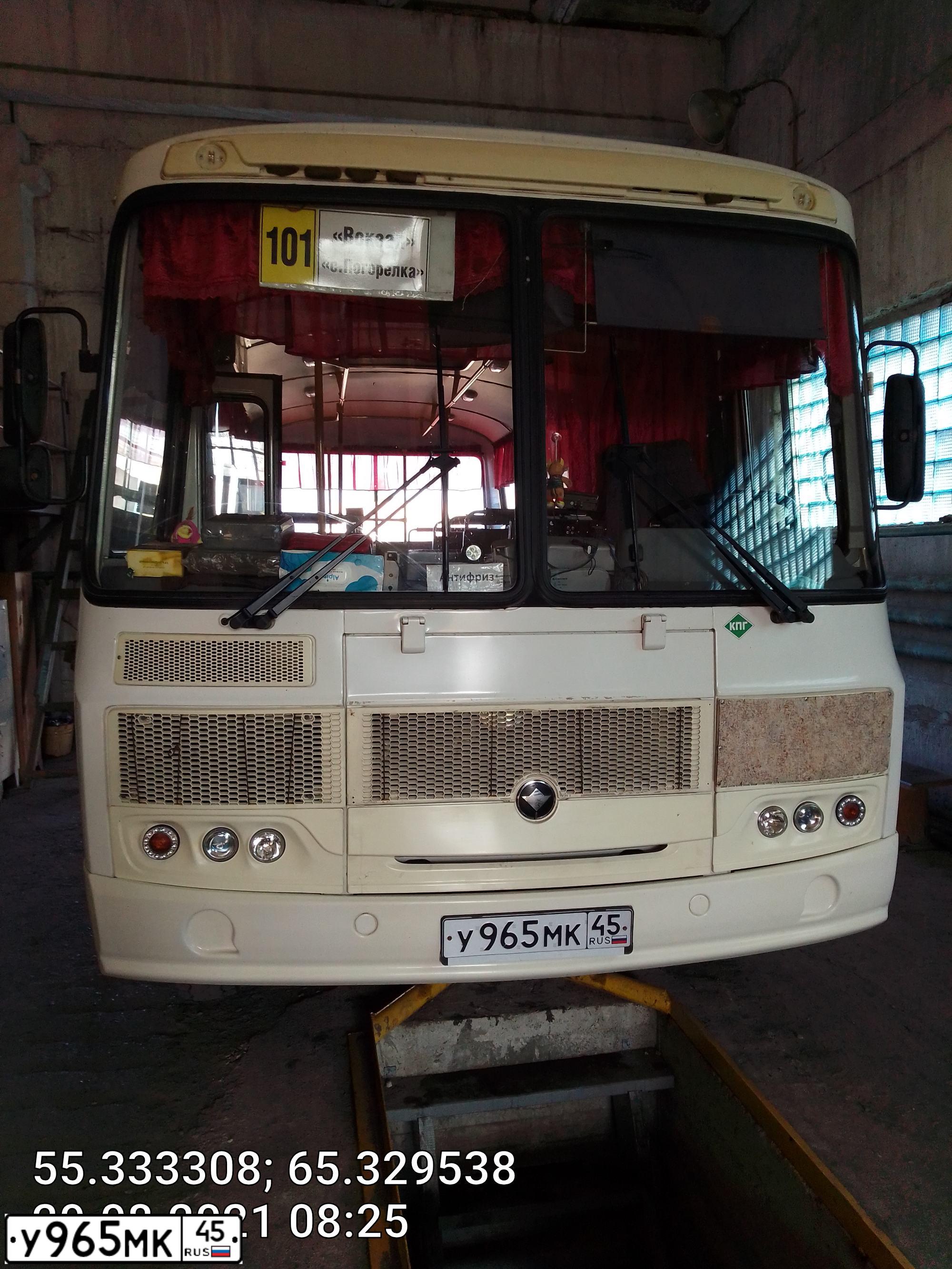 Фото автомобиля PAZ 3205, 2019 — госномер У965МК45. Цвет: Белый