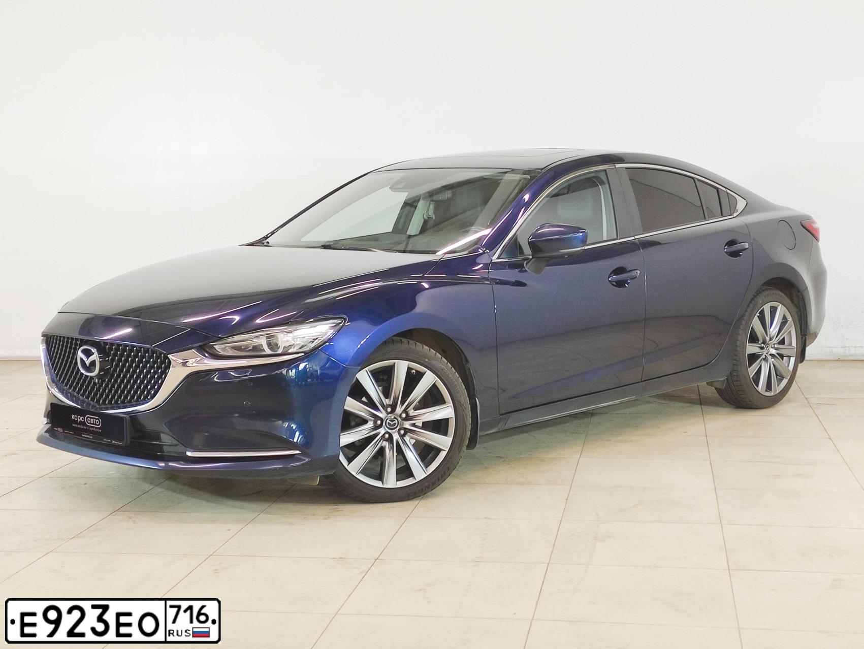 Фото автомобиля MAZDA 6, 2018 — госномер Е923ЕО716. Цвет: синий