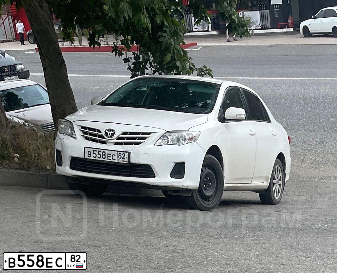 Фото автомобиля TOYOTA COROLLA, 2011 — госномер Е558ЕС82. Цвет: БЕЛЫЙ