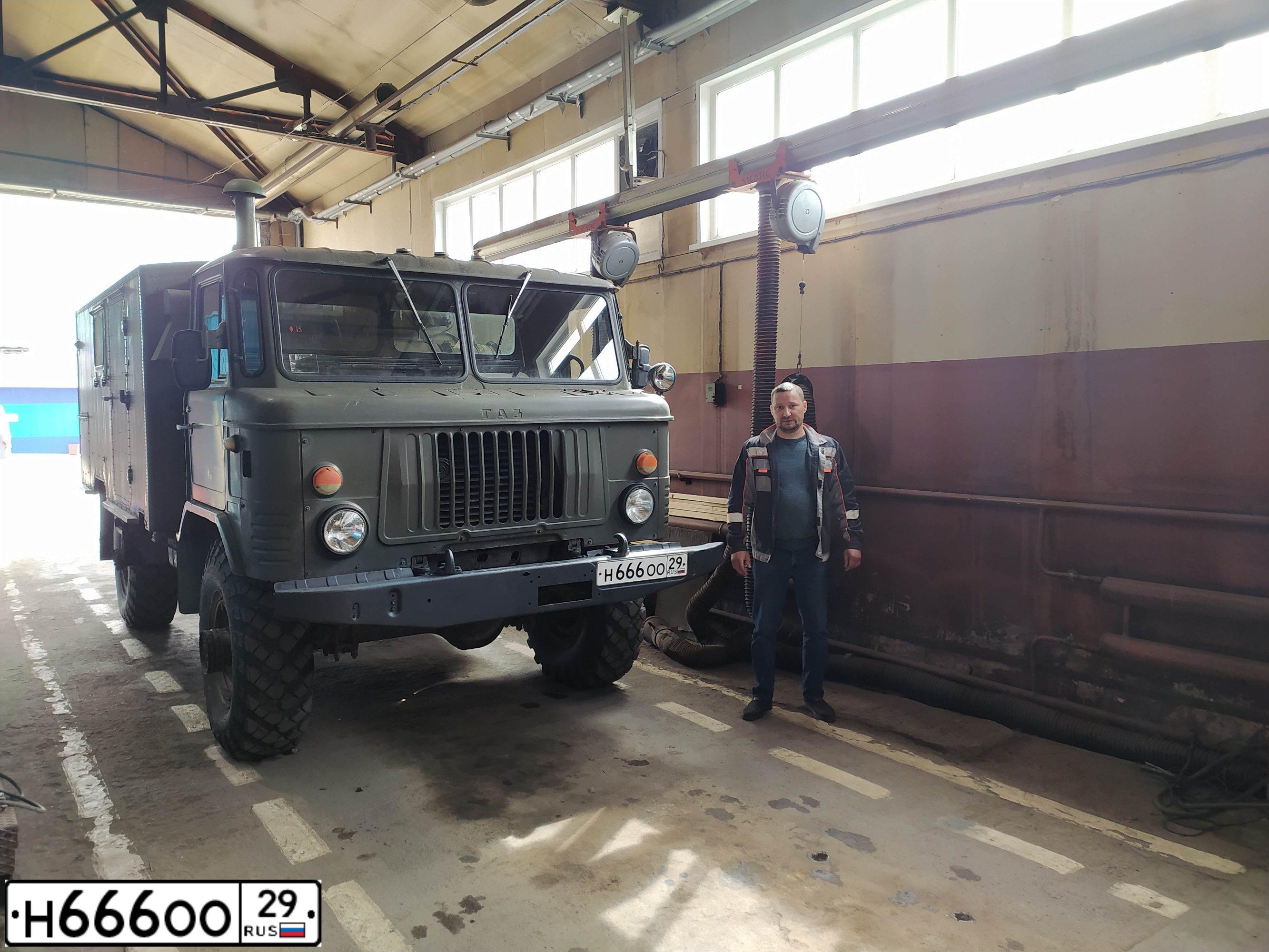 Фото автомобиля GAZ 66, 1991 — госномер Н666ОО29. Цвет: ЗЕЛЕНЫЙ