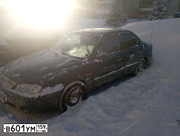 Фото автомобиля KIA SPECTRA, 2007 — госномер Т982АХ159. Цвет: Темно-синий