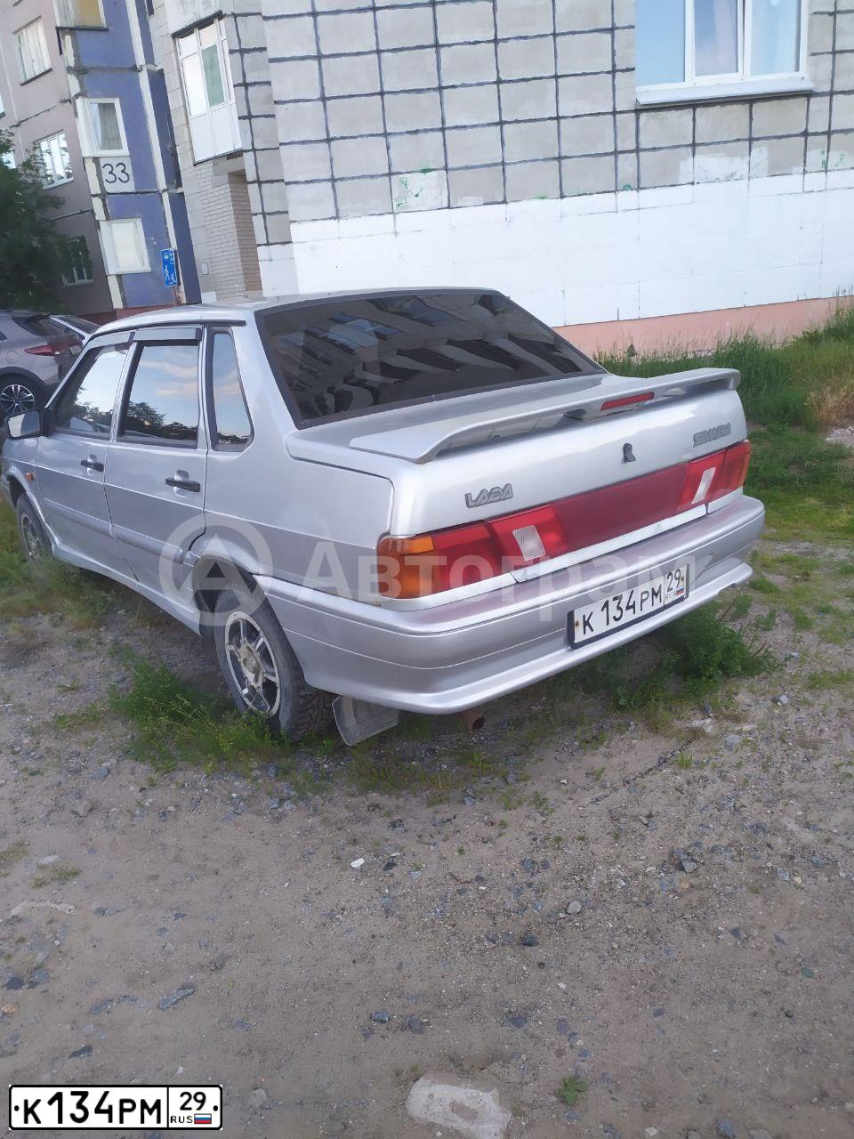 Фото автомобиля LADA 2115 SAMARA, 2012 — госномер К134РМ29. Цвет: Светло-Серебристый металлик