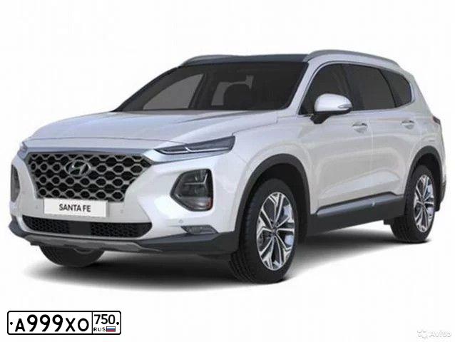 Фото автомобиля HYUNDAI SANTA FE, 2019 — госномер М878КЕ67. Цвет: Белый