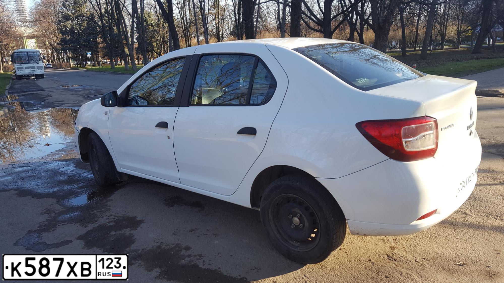 Фото автомобиля RENAULT LOGAN, 2019 — госномер К587ХВ123. Цвет: Белый