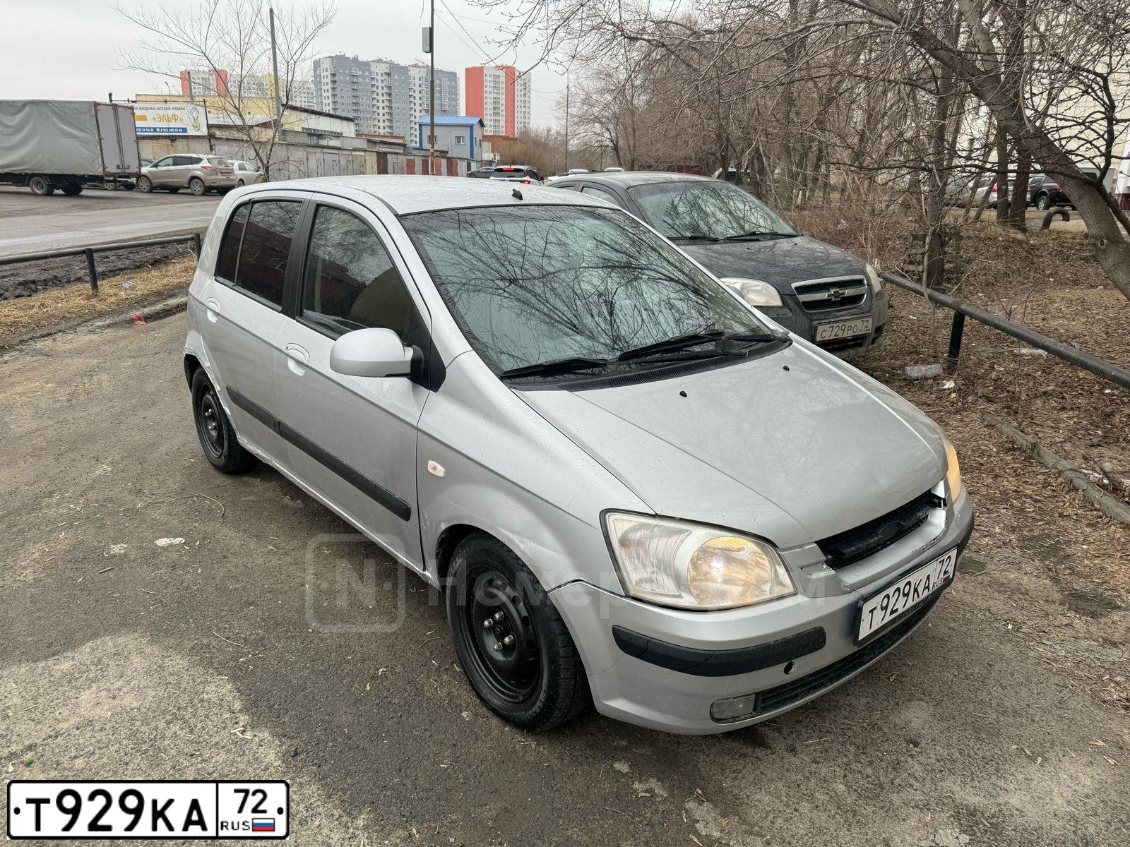 Фото автомобиля HYUNDAI GETZ, 2005 — госномер О779МТ72. Цвет: Серебристый
