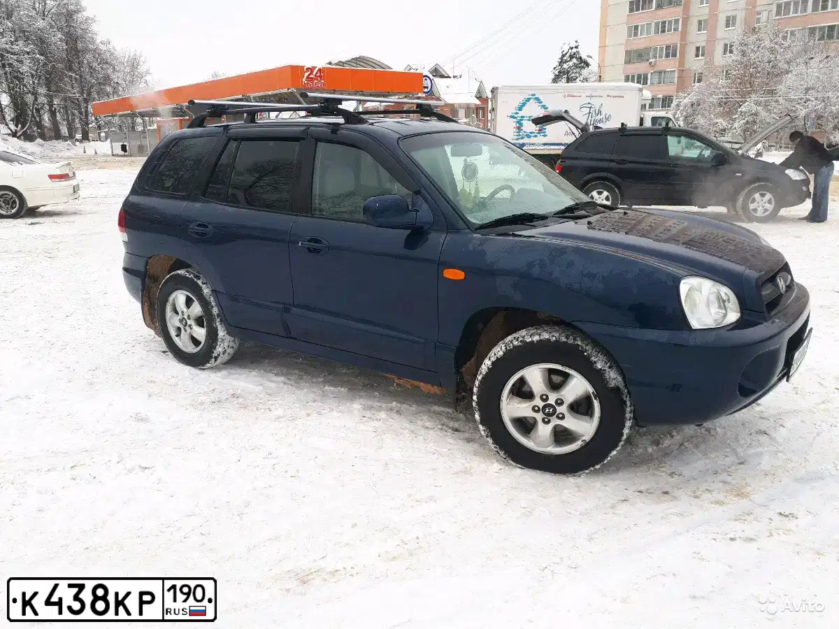 Фото автомобиля HYUNDAI SANTA FE, 2008 — госномер М047ВВ550. Цвет: синий