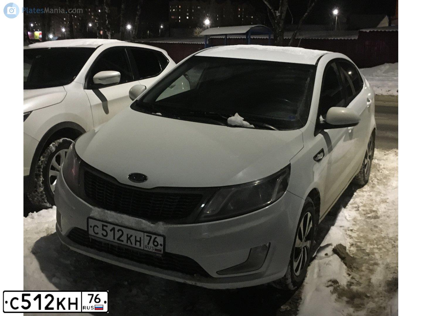 Фото автомобиля KIA RIO, 2012 — госномер С512КН76. Цвет: Белый