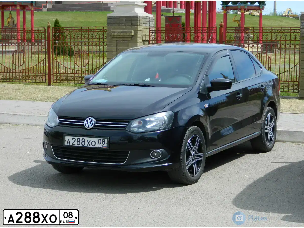 Фото автомобиля VOLKSWAGEN POLO, 2012 — госномер А288ХО08. Цвет: ЧЕРНЫЙ