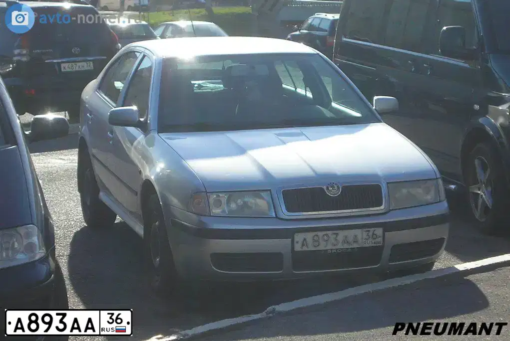 Фото автомобиля SKODA OCTAVIA, 2008 — госномер А893АА36. Цвет: Серебристый