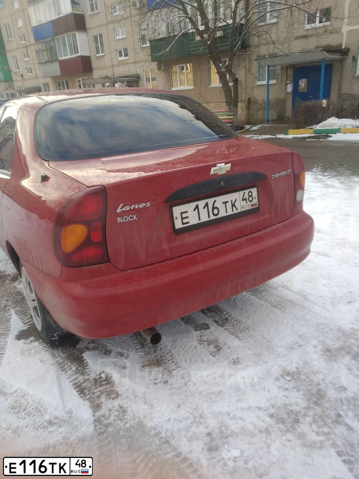 Фото автомобиля ZAZ LANOS, 2007 — госномер Е116ТК48. Цвет: КРАСНЫЙ
