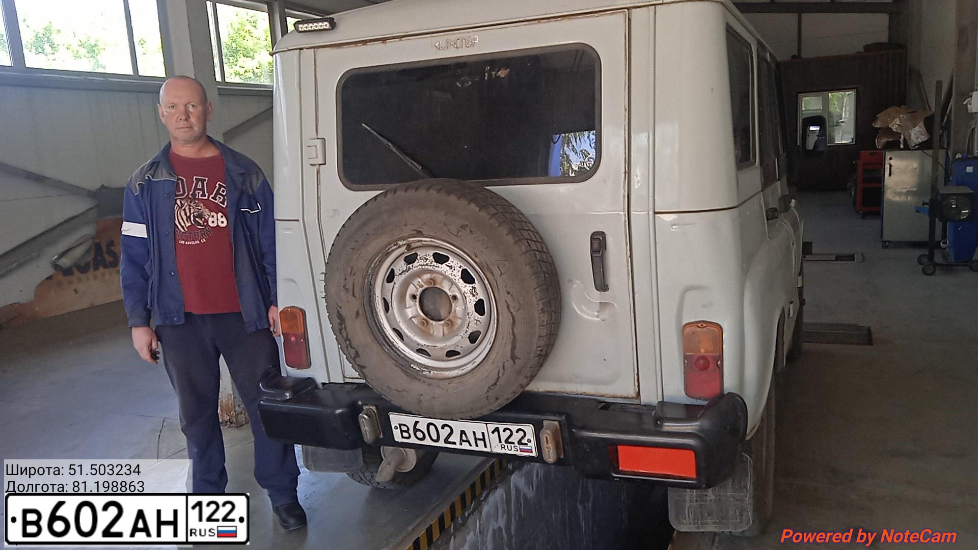 Фото автомобиля UAZ 3151 / HUNTER, 2007 — госномер В602АН122. Цвет: СВЕТЛО-СЕРЫЙ