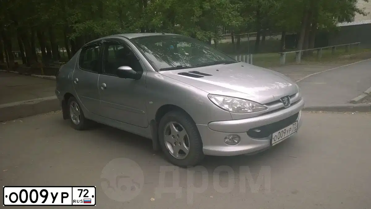 Фото автомобиля PEUGEOT 206, 2007 — госномер К840ЕУ72. Цвет: Серебристый