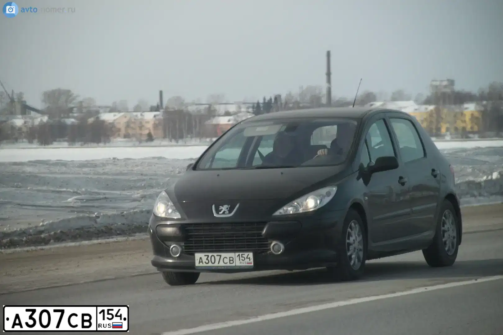 Фото автомобиля PEUGEOT 307, 2007 — госномер А307СВ154. Цвет: ЧЕРНЫЙ