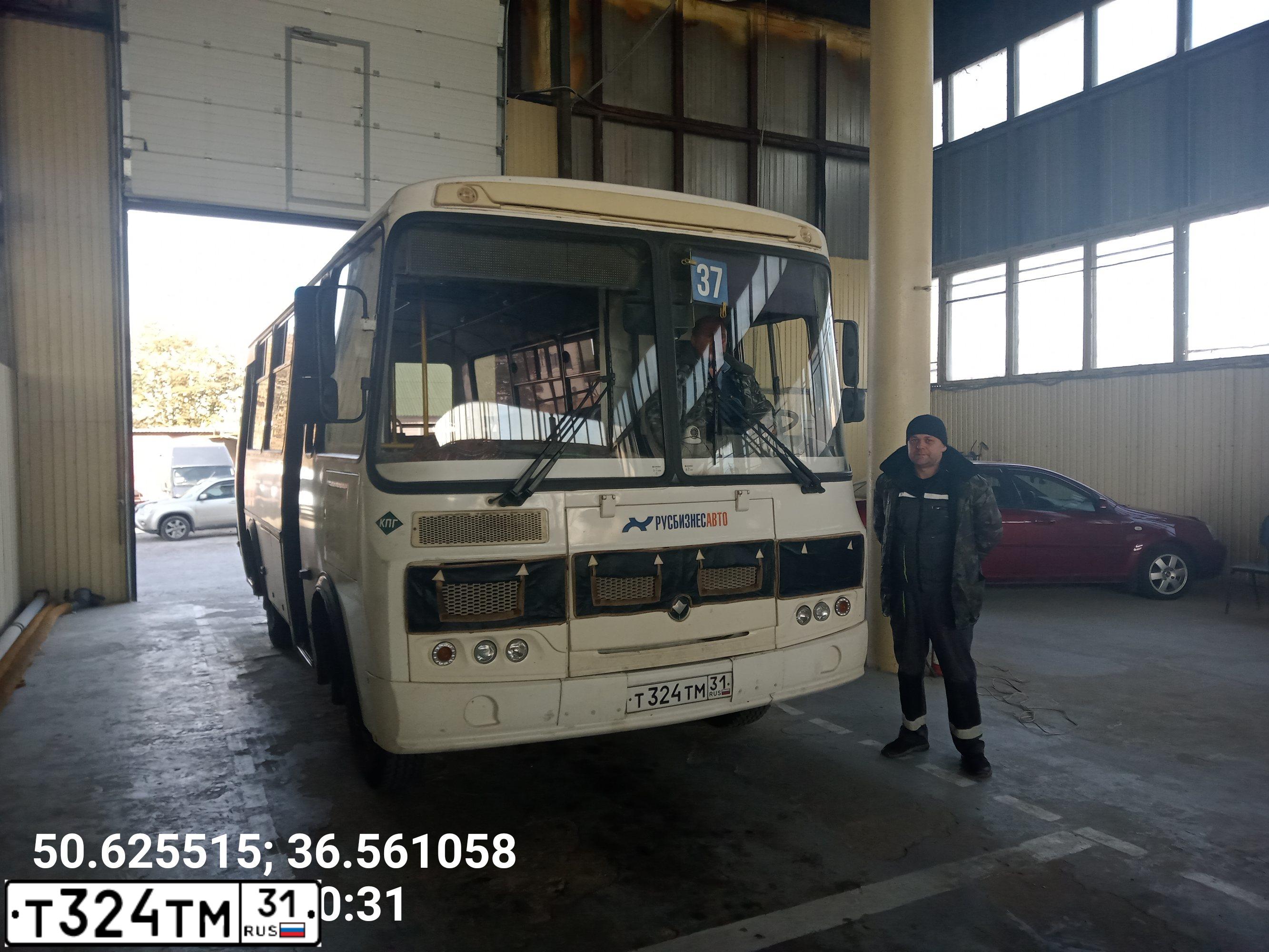 Фото автомобиля PAZ Z 3205, 2017 — госномер Т324ТМ31. Цвет: Белый