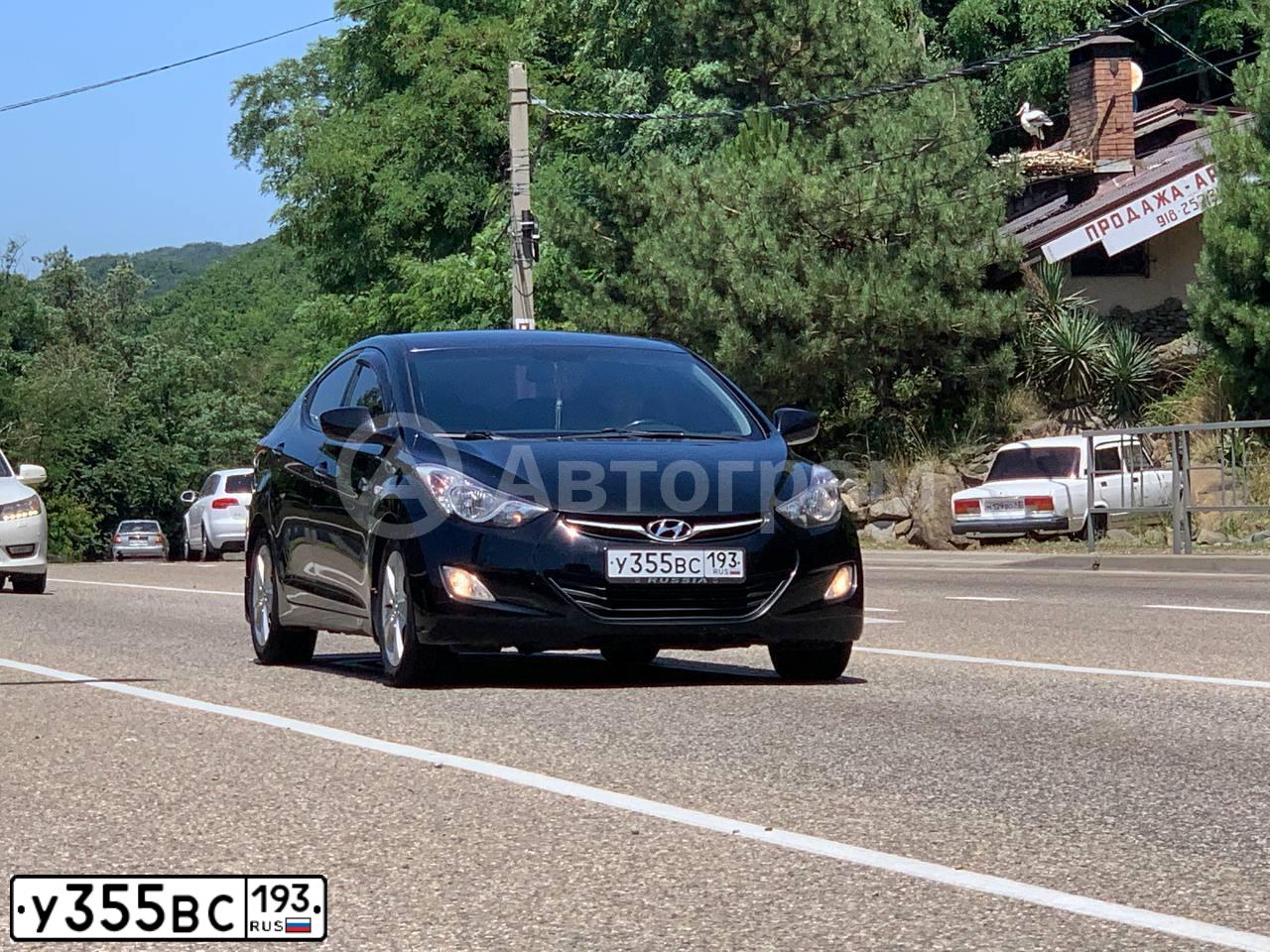 Фото автомобиля HYUNDAI ELANTRA, 2012 — госномер У355ВС193. Цвет: ЧЕРНЫЙ