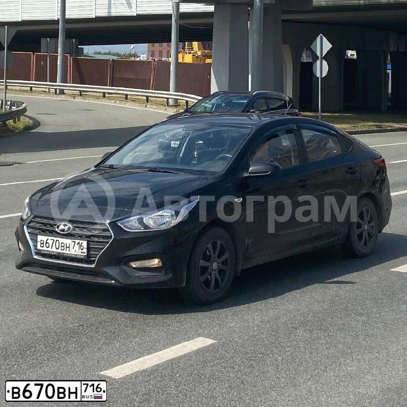 Фото автомобиля HYUNDAI SOLARIS, 2018 — госномер В670ВН716. Цвет: ЧЕРНЫЙ