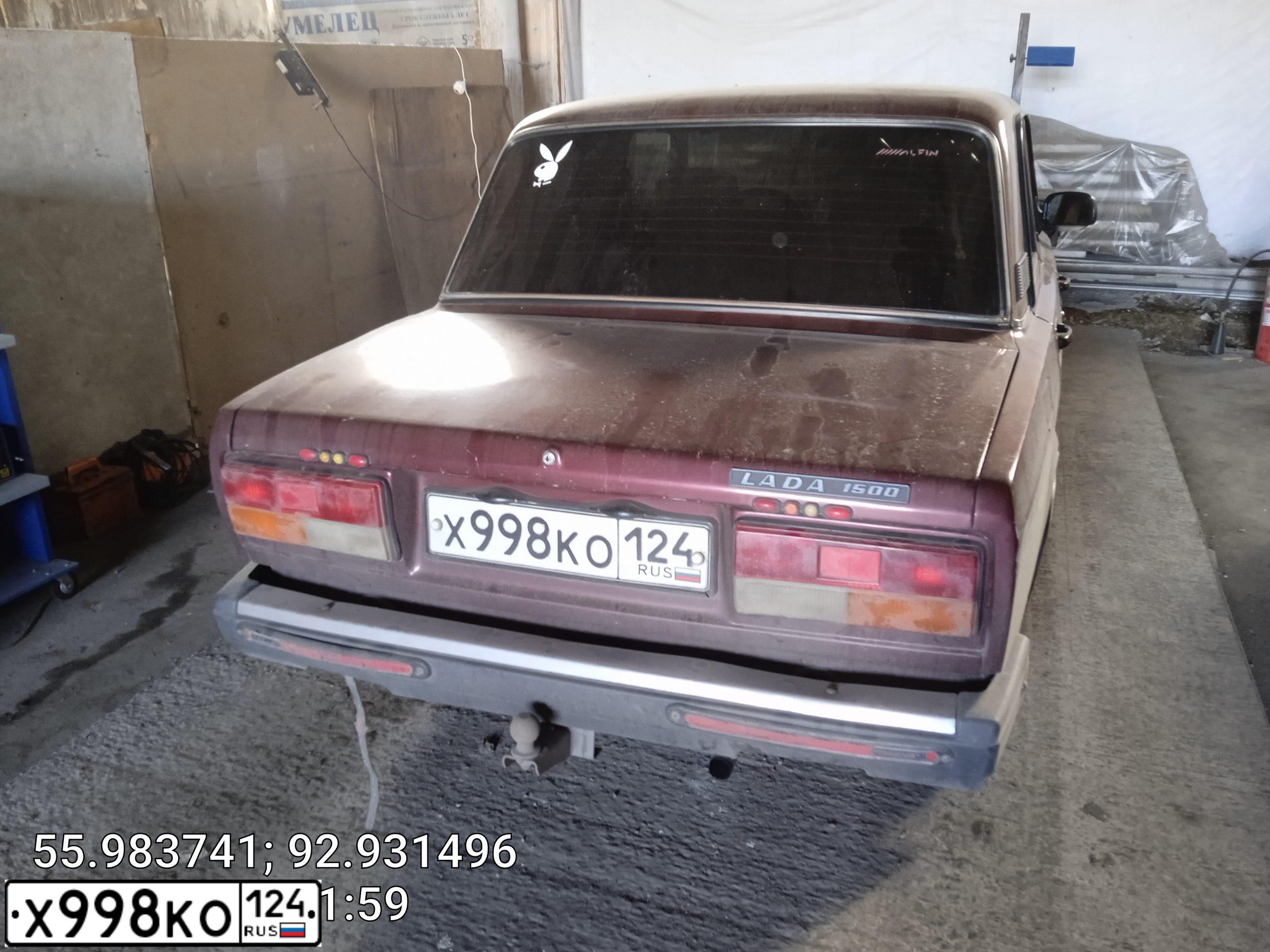Фото автомобиля LADA 2107, 2006 — госномер Х998КО124. Цвет: ТЕМНО-ВИШНЕВЫЙ