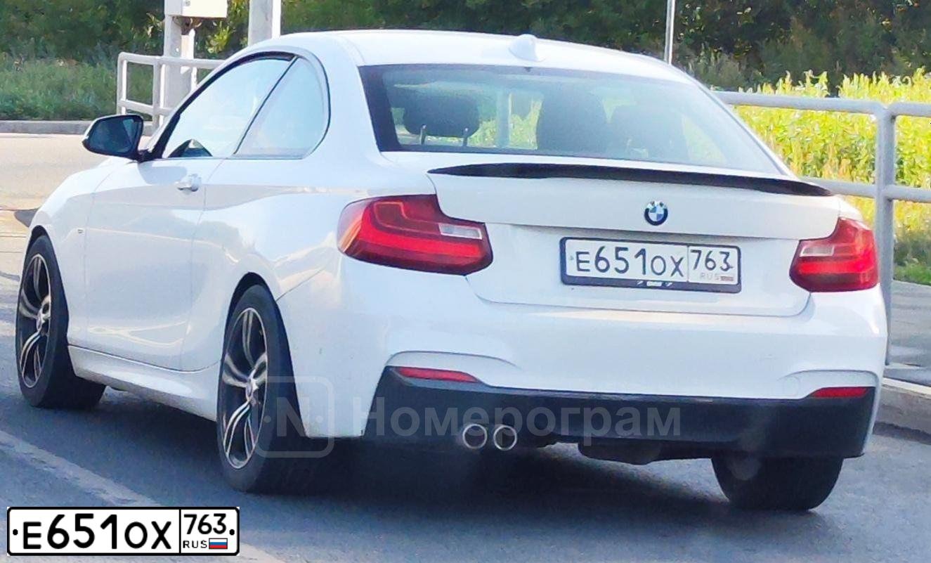Фото автомобиля BMW SERIE 2, 2014 — госномер Е651ОХ763. Цвет: Белый